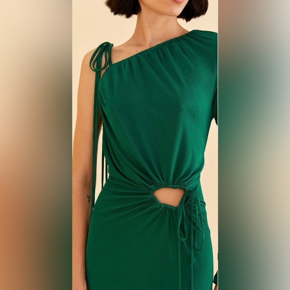 Farm Rio Emerald One Shoulder Midi Dress NWT Size M - Picture 7 of 8